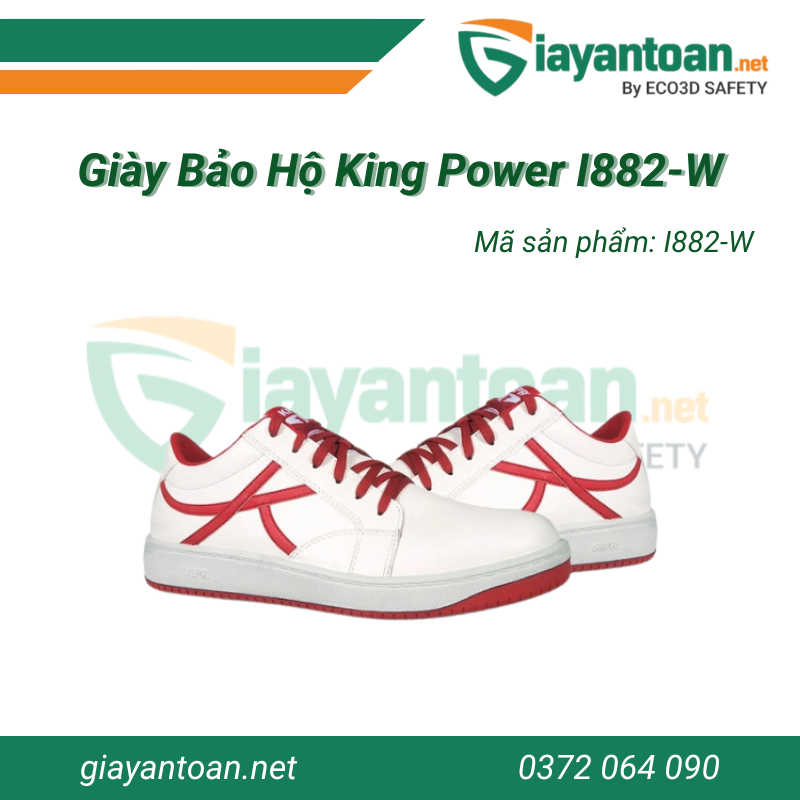 Giày bảo hộ King Power I882-W Trắng Đỏ Mũi Composite