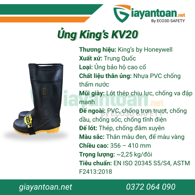 Thông số Ủng bảo hộ Kings KV20