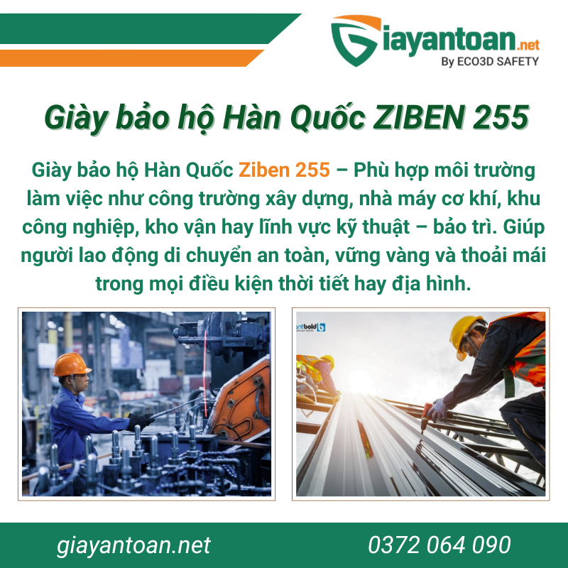 Ứng dụng thực tế của Giày bảo hộ Ziben 255