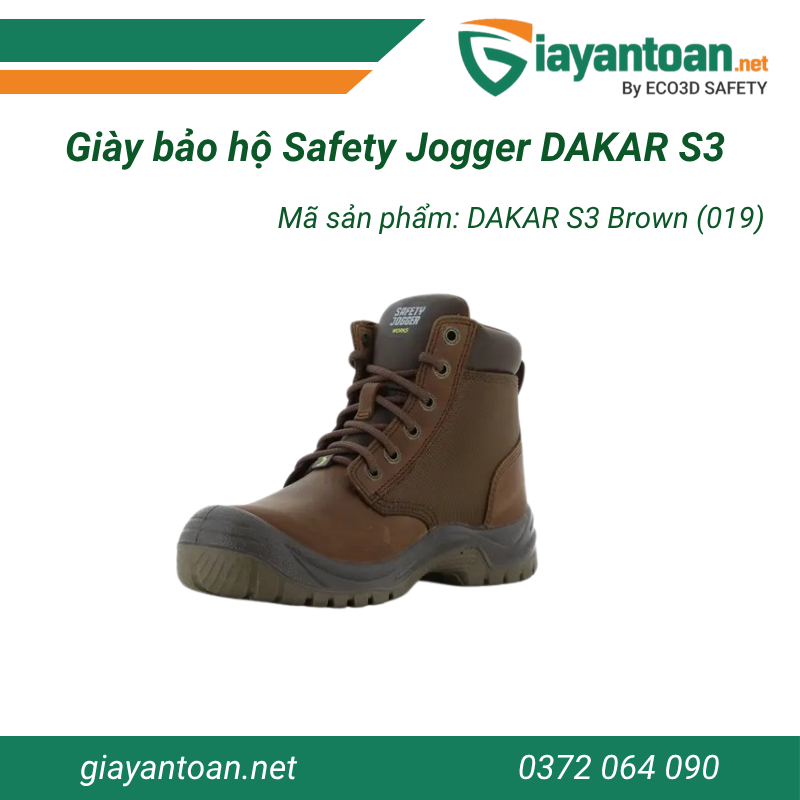Giới thiệu Giày Safety Jogger DAKAR S3 Brown (019)