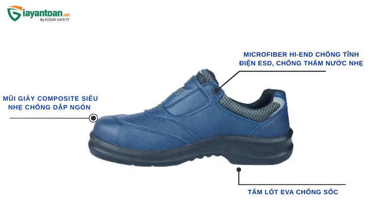 Giày Bảo Hộ King Power O-055B – Siêu Nhẹ, Thiết Kế Thể Thao Cao Cấp