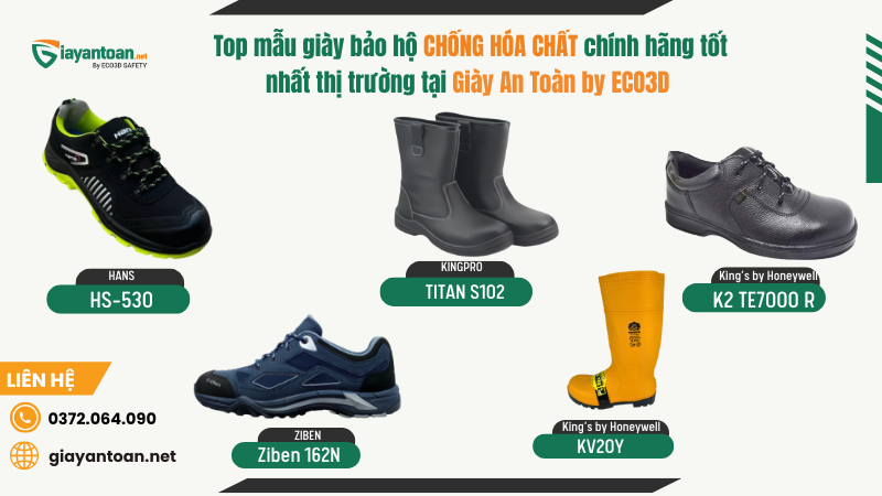 Một số giày bảo hộ chống hóa chất tiêu biểu  (Top 2025)